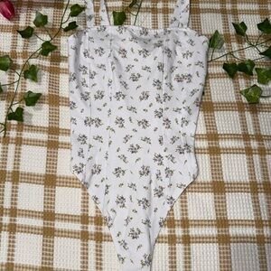 H&M White and Purple Floral Bodysuit